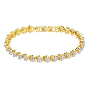 Pulseira Prateada Folheada com Stras 175mm Dourado