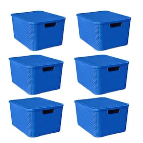 Kit 6 Caixas Organizadora Rattan 7L C/Tampa Azul-Arqplast