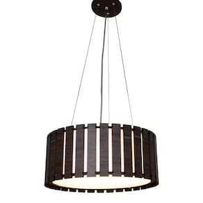 Lustre Pendente redondo de madeira Saruê de 40cm Preto