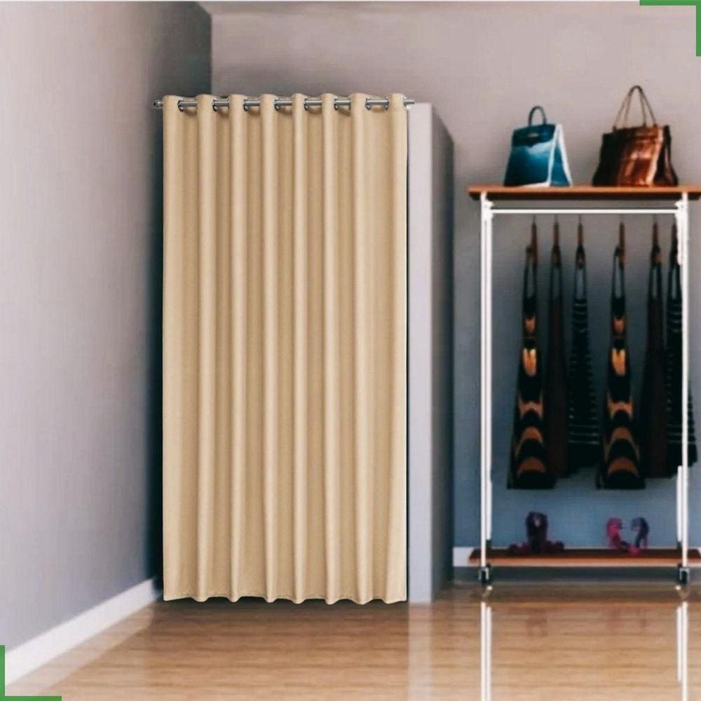 Cortina Provador De Loja Em Tecido Blackout Palha 1,40X2,50