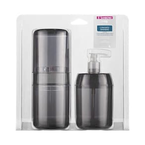 Jogo Dispenser Sabonete 350Ml+ Porta Escova Translucida