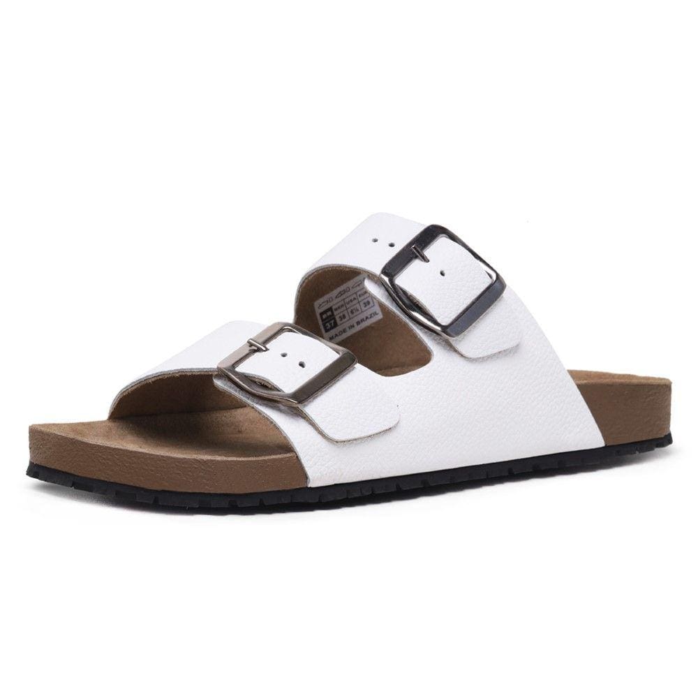 Papete Sandalia Com Fivela Regulavel de Couro Solado PVC Resistente Trabalho Passeio