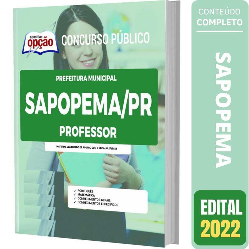 Apostila Concurso Sapopema Pr - Professor