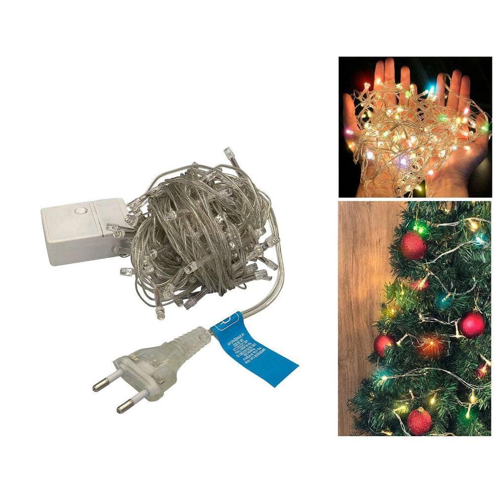 Varal Pisca Pisca 100 Leds Coloridos 9 Metros 8 Função 127V