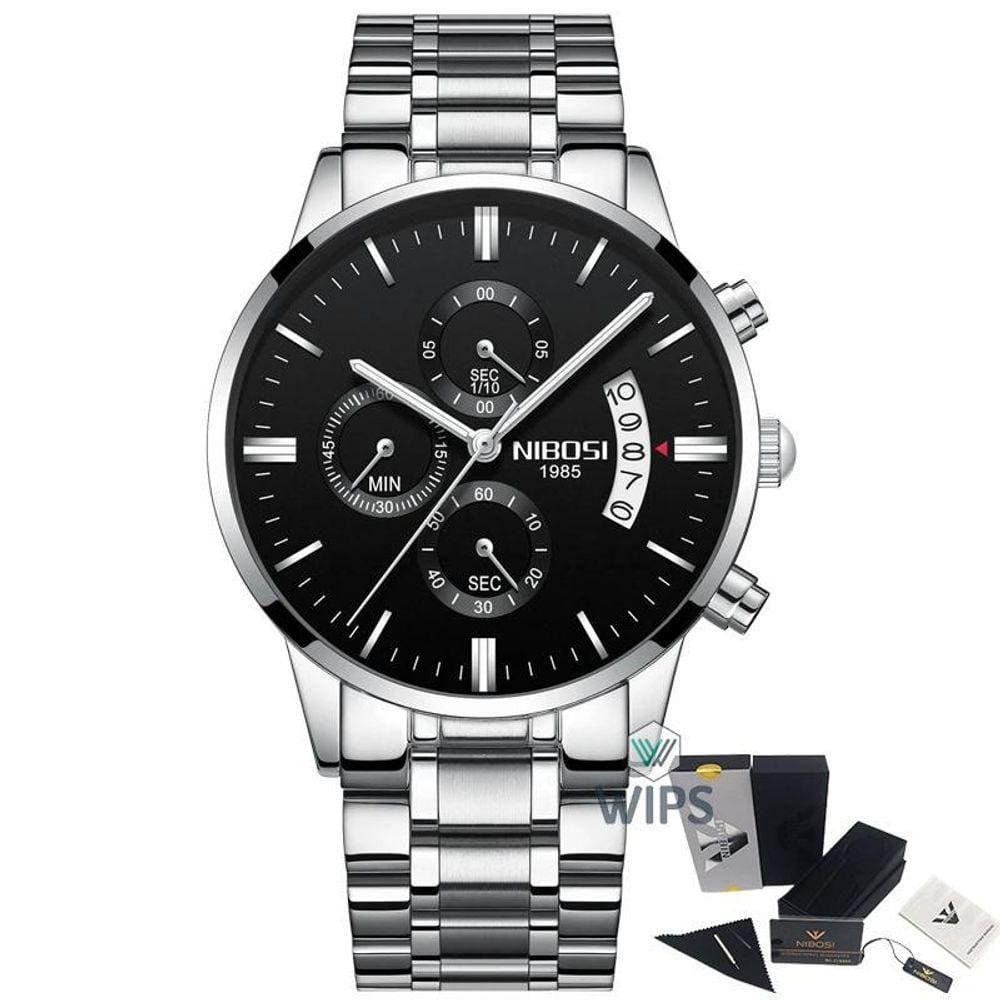 Relógio Masculino Nibosi 2309 Analógico Prata/Preto
