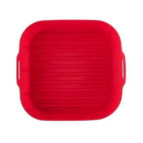 Cesto Air Fryer Quadrada 21cm Silicone Vermelho UnyHome