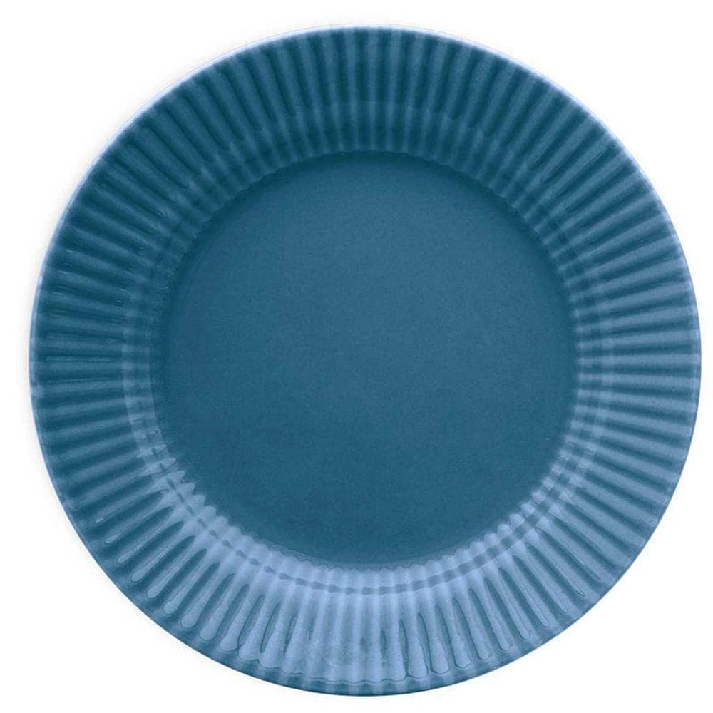 Jogo De 6 Pratos Rasos 24 Cm Canelé Azul