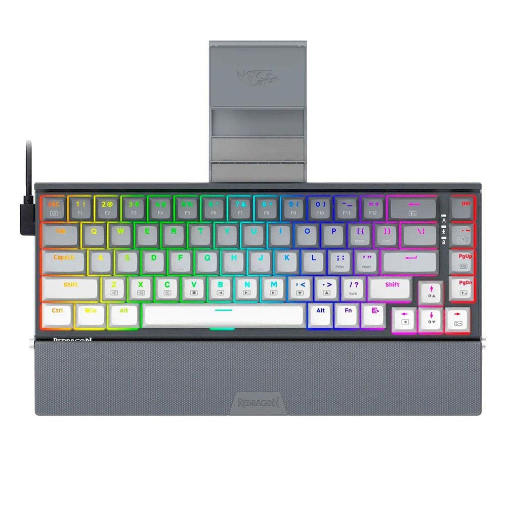 Teclado Redragon K641G Shaco Rgb Sw Brown Preto E Cinza