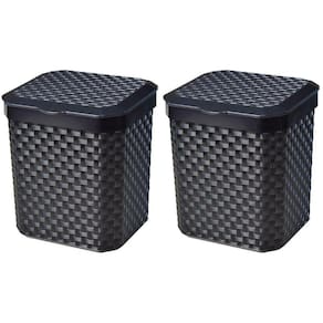 2 Cesto Lixo 5 Litros Cozinha Banheiro Lixeira Rattan Preta