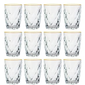 Jogo Copos Vidro Diamond Fio Ouro 270Ml 12 Peças Lyor