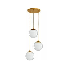 Pendente Moderno Dourado Globo Triplo 2,00m Ajustável