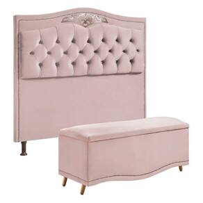 Conjunto Cabeceira e Calçadeira Holanda 195 cm Luxor Rose Speciale Home