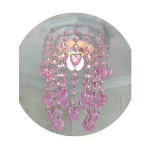 Lustre Infantil Rosa com Castanhas de Acrílico - 25cm