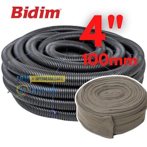 Kit 50M Tubo Dreno Corrugado + Camisa Geotextil 4 100Mm