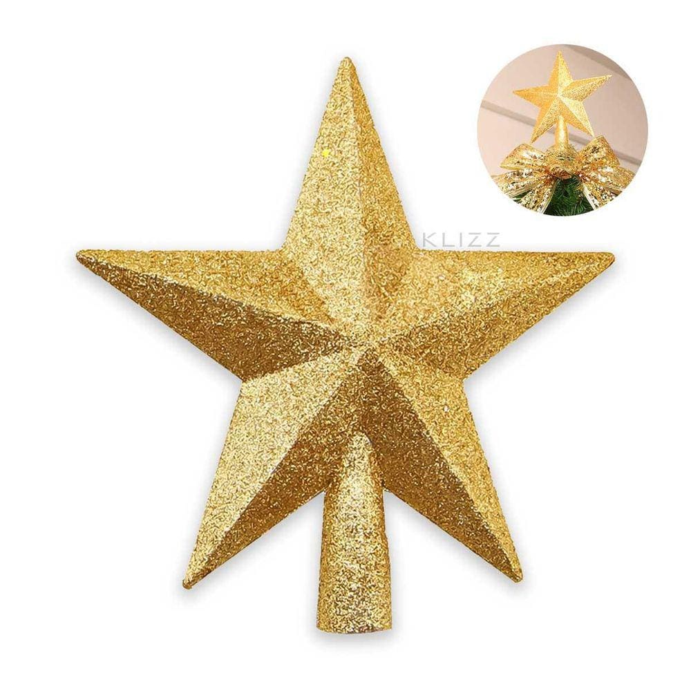 Estrela Ponteira Para Arvore De Natal Glitter 15Cm Linda