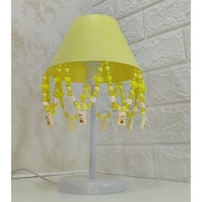 Abajur Infantil Flores Luminária Decoração Ursinho Amarelo