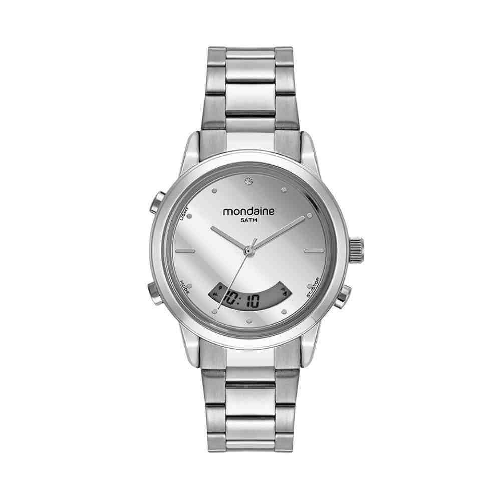 Mondaine Prata - Analógico/Digital - Metal - 50m