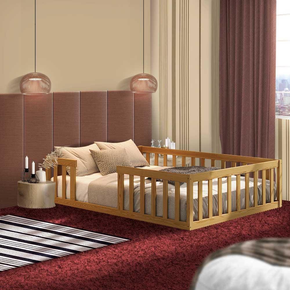 Cama Cercadinho De Chão Casal Nogueira Com Colchão Xogal Shop Jm