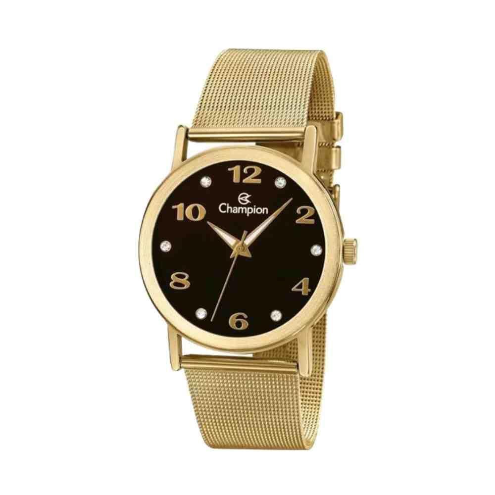 Kit Relógio Dourado Feminino Champion Cn29034I
