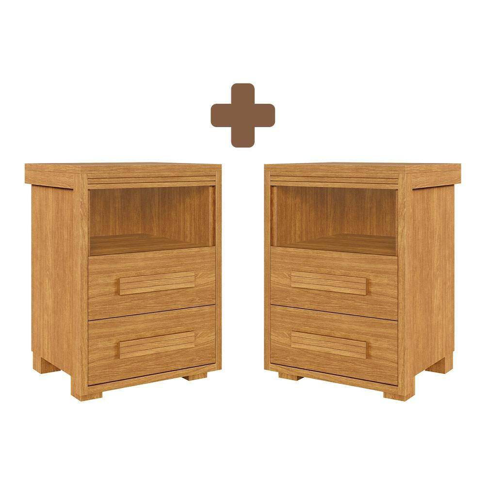 Mesa De Cabeceira 2 Unidades 42 x 38 cm 2 Gavetas Cinamomo Ginza Shop JM - Marrom