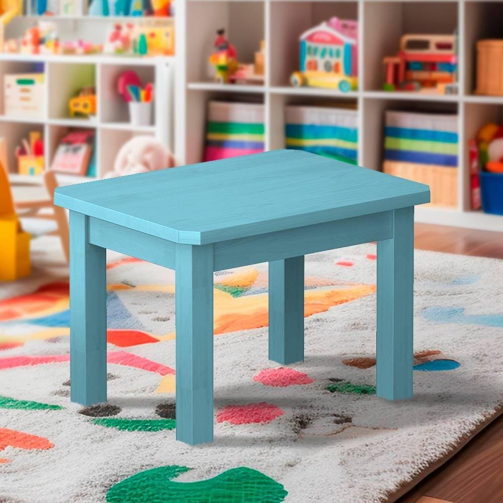 Mesinha Infantil Madeira Maciça 88x67 Azul Sion Shop Jm - Azul