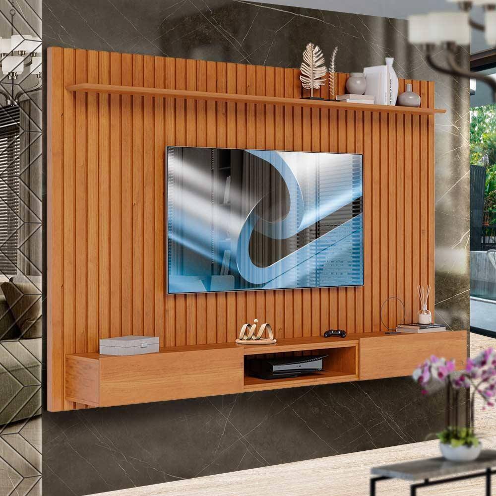 Home Ripado Para TV Até 70 Polegadas Suspenso Nature Daric Shop Jm - Marrom