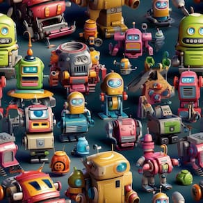 Papel de Parede Auto Adesivo Robô Colorido Infantil Decorado Quarto Criança Bebê Lavavel 15m