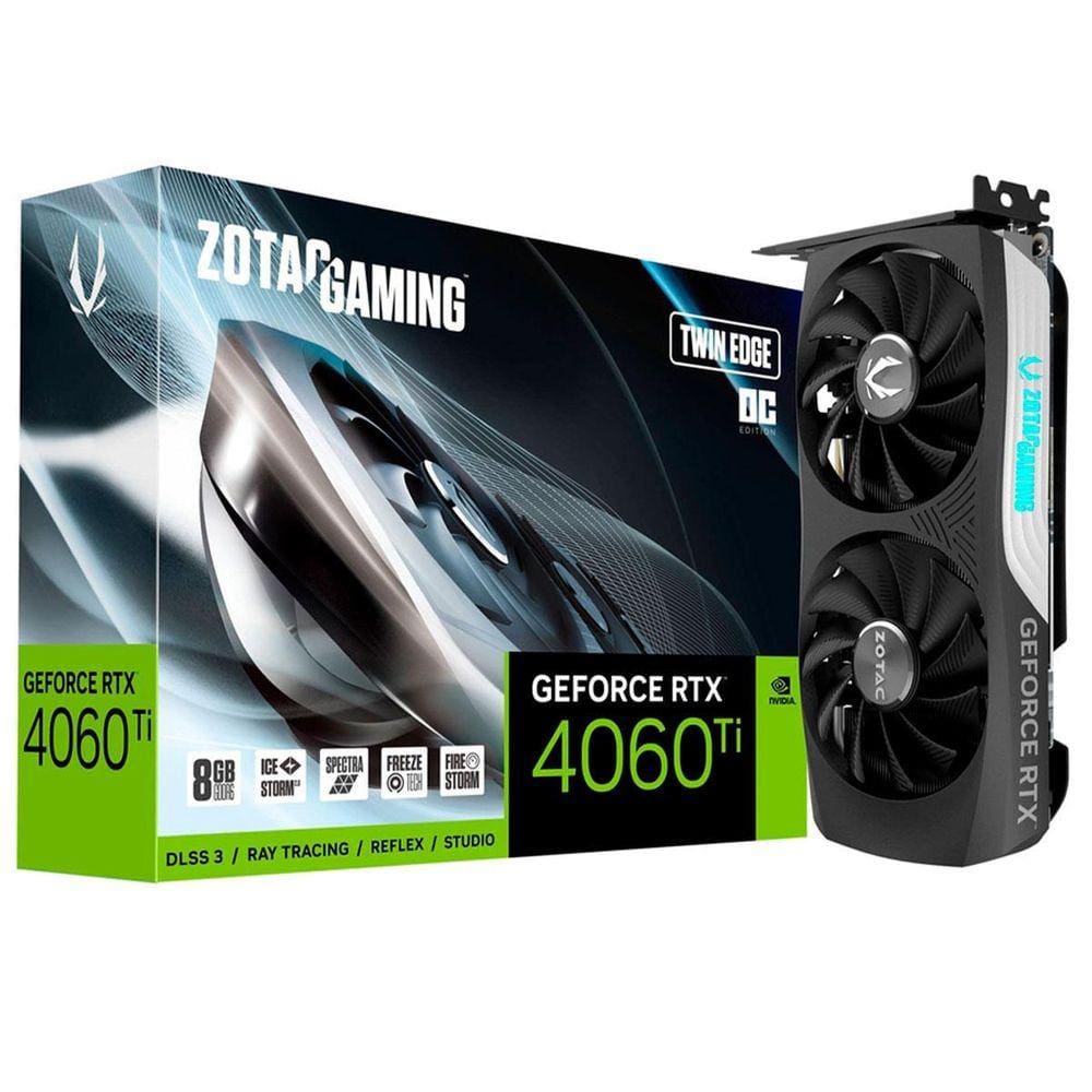 Placa Vídeo Zotac Geforce Rtx 4060Ti Twin Edge, 8Gb Gddr6,