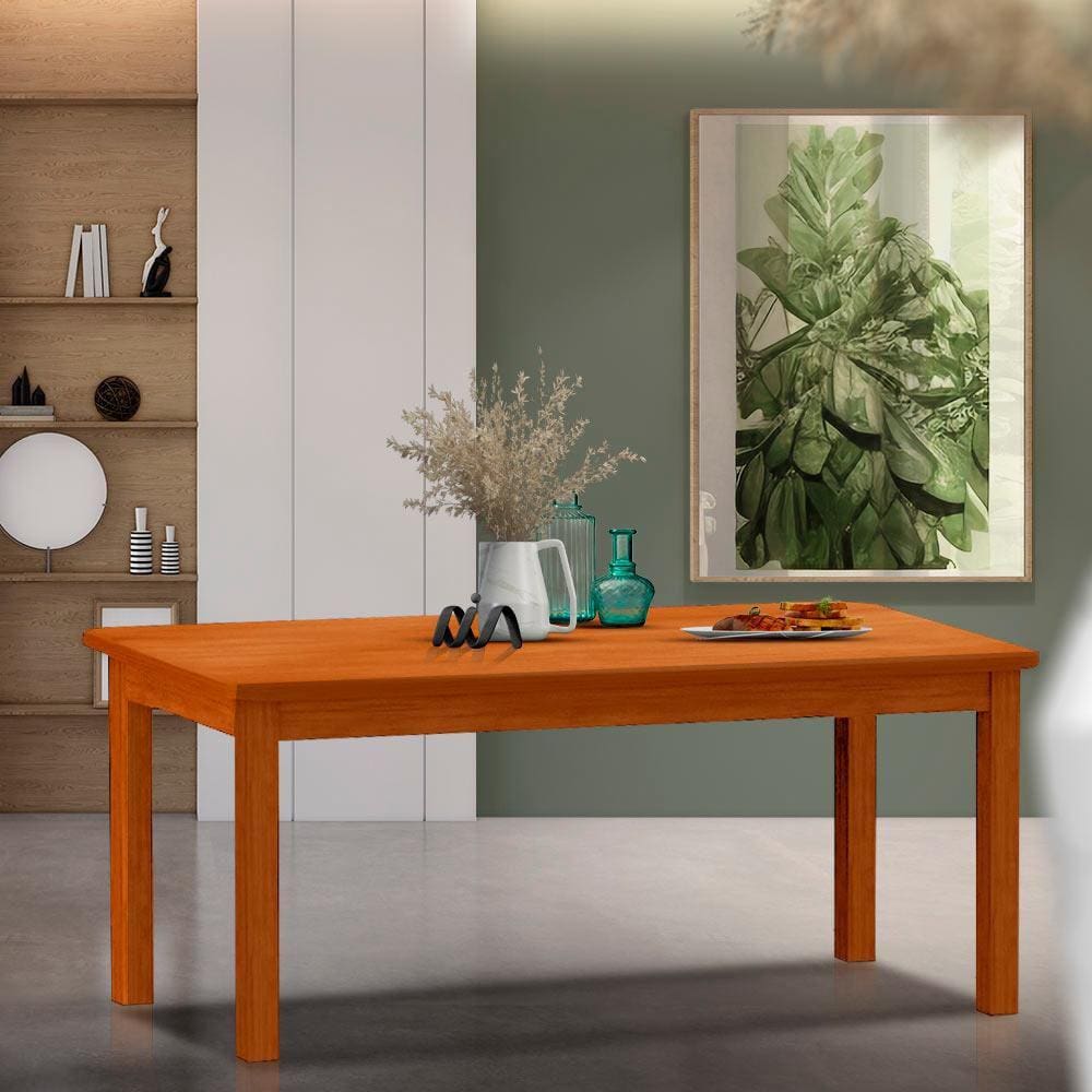 Mesa De Jantar Para 8 Lugares Madeira Maciça Marrom Solace Shop JM