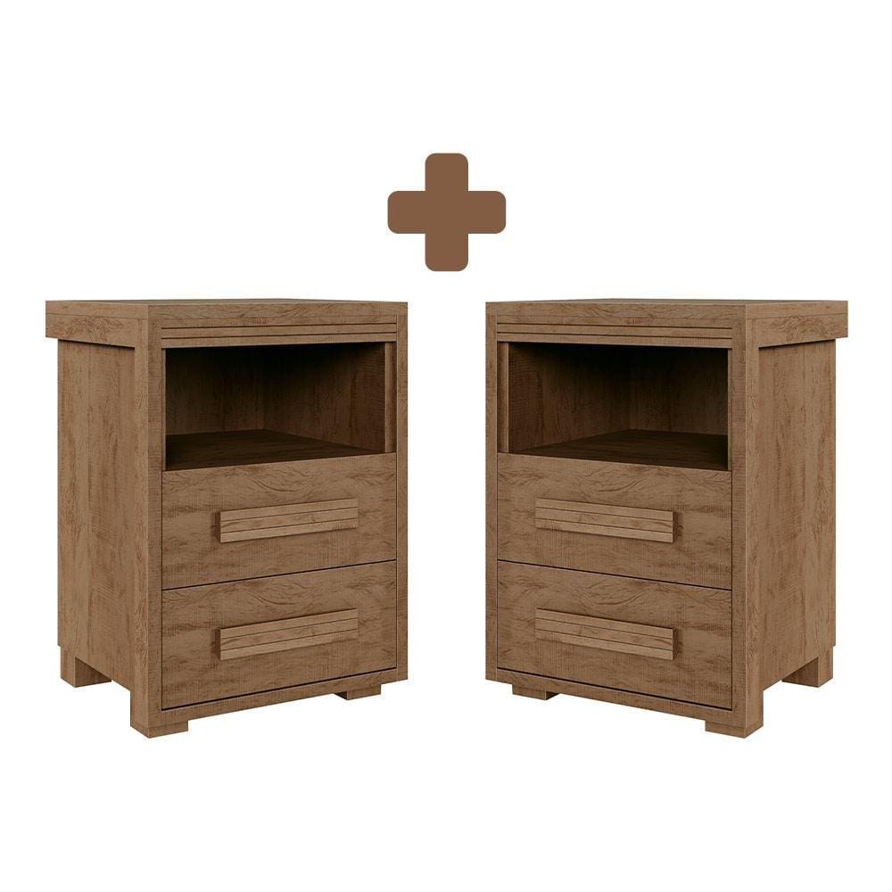 Mesa De Cabeceira 2 Unidades 42 x 38 cm 2 Gavetas Castanho Ginza Shop JM