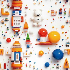 Papel de Parede Auto Adesivo Infantil Brinquedos Coloridos Lavável Decorado Quarto Criança 15m