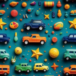 Papel de Parede Auto Colante Infantil Azul Brinquedinhos Quarto Menino Vinil Lavavel 18m