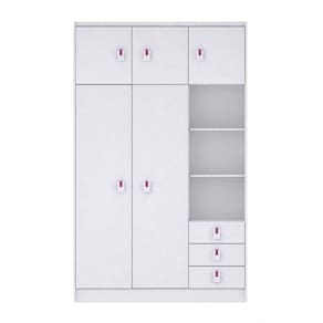 Guarda Roupa de Bebê 5 Portas Flex Branco/Rosa/Azul