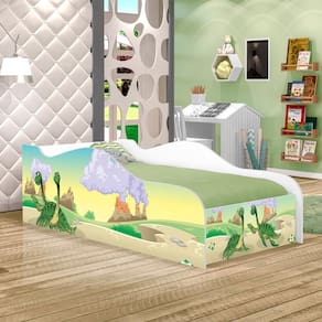 Mini Cama Fun Dinossauro Irmãos Infantil Com Colchão