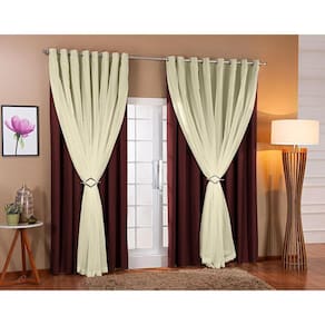 Cortina Voil Forro Blackout 7,00X2,70 Marrom/Palha