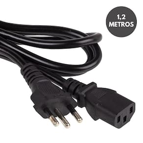 Cabo De Alimentação Ac Pc Monitor Fonte Tripolar 1,2M Plug