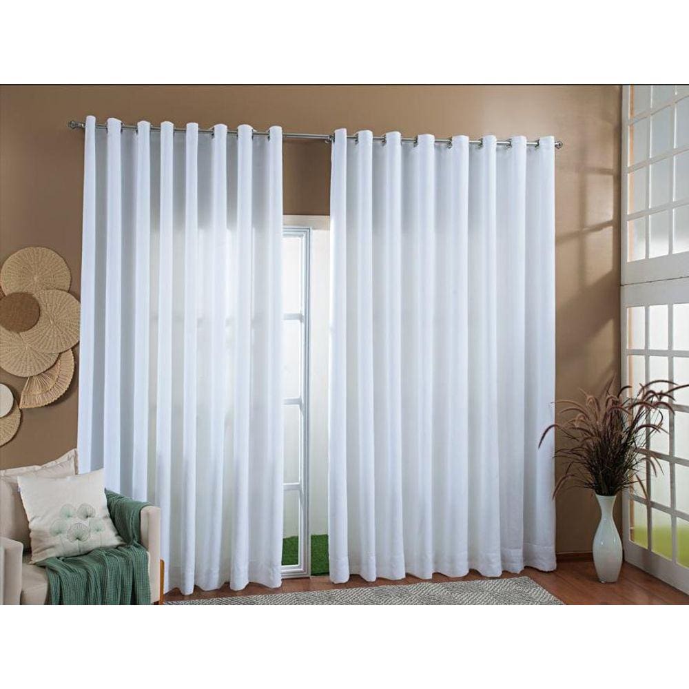 Cortina Gaze Linho Forro Blackout 7,00X2,40M Branco