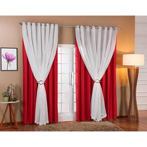 Cortina Voil Forro Blackout Tecido 4,00X2,50 Vermelho