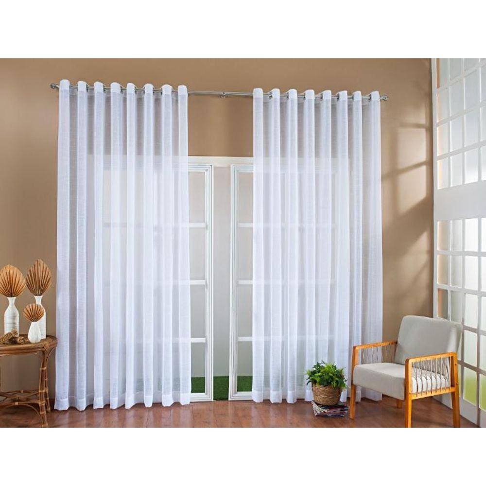 Cortina Luxo Gaze Linho 3,00X2,80 Branco
