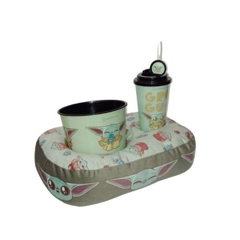 Kit Pipoca Baby Yoda Balde Copo E Almofada