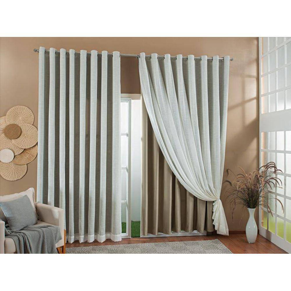 Cortina Gaze Linho Forro Blackout 6,00X2,80 Sala E Quarto
