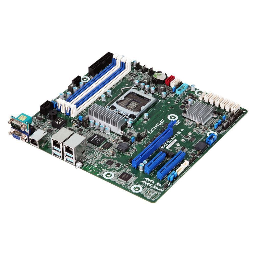 Placa Mãe Asrock E3C246D4U, LGA 1151, Intel Xeon, DDR4 ECC, PCIe 3.0, SATA3 6Gb/s, 2x LAN GbE