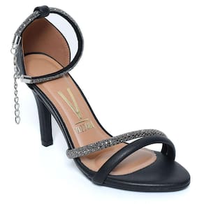 Sandália Vizzano Salto Fino Strass Feminina - Preto