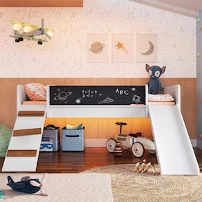 Cama Playground Branca com Escorregador e Rampa - Lumi Móveis
