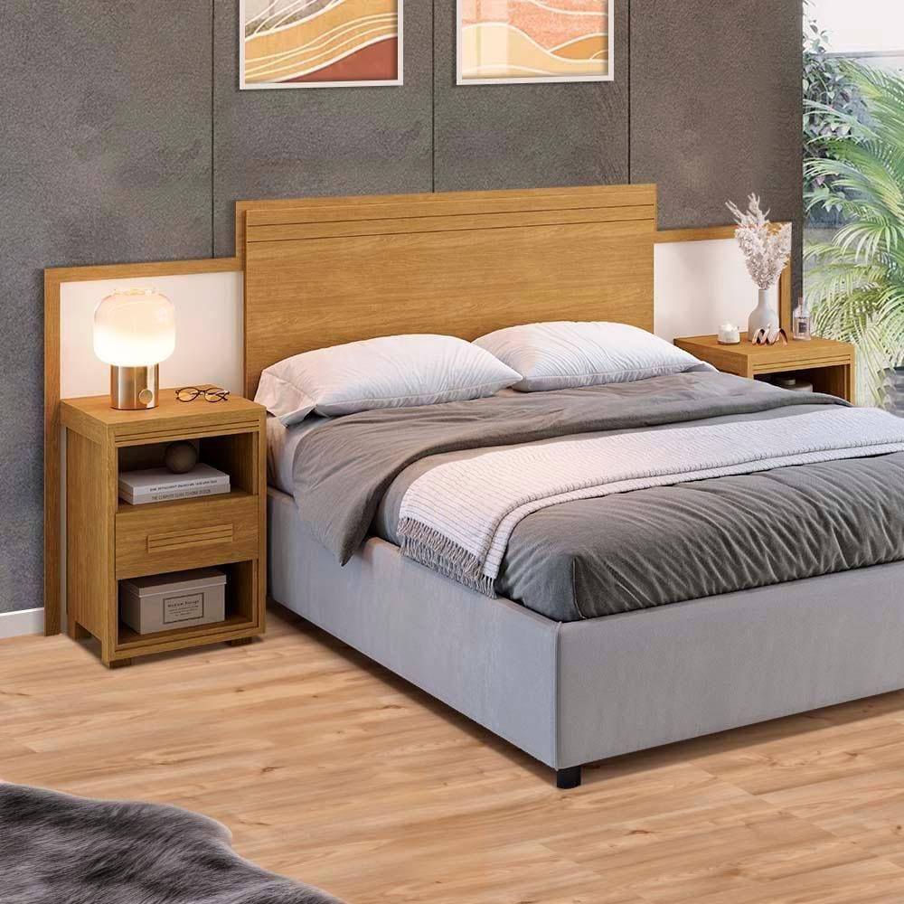 Cabeceira Regulável para Casal e Queen Size com Mesa Off White Flex Olive Shop Jm