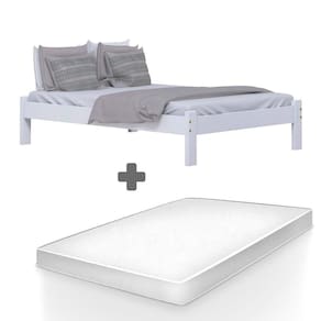 Cama Turca Branca Madeira Com Colchão Casal