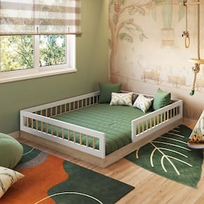 Cama Infantil Montessoriana Aveiro Oak Branco Fada Completa - 144 x 195 cm
