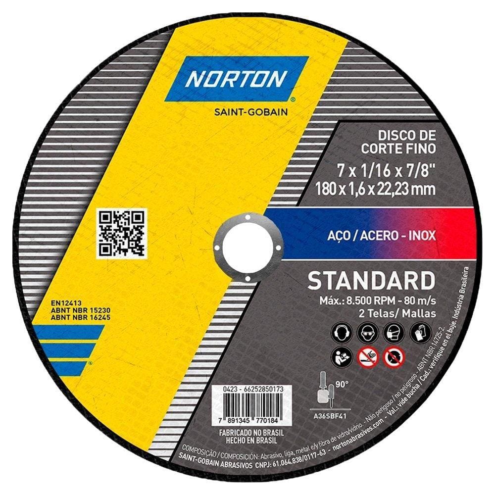 Disco Corte Norton 180 7 Polegadas Standard - Embalagem com 25 Unidades