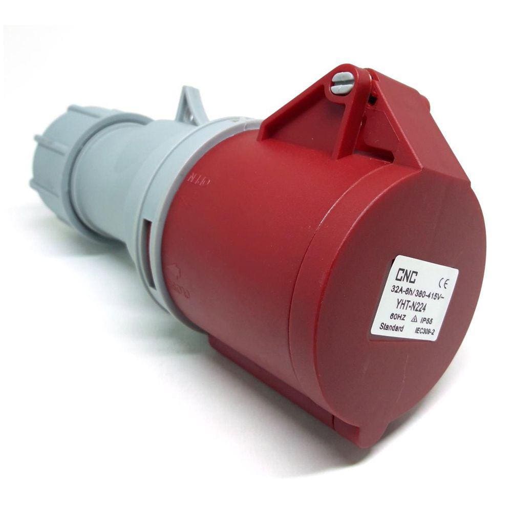 Tomada Macho 32A YHT-N224 Vermelho CNC 3P+Terra