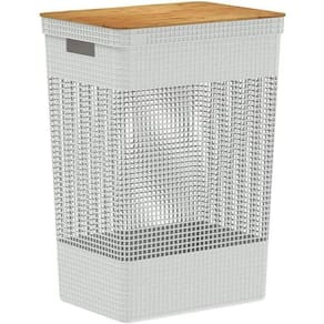 Cesto Roupas Closet Grid Tampa Bambu 49 Litros Cg 455 Branco
